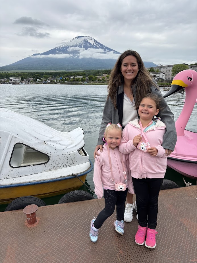 Mom and girls at Yamanakako Swan Lake